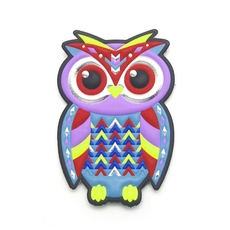 東莞廠家定做批發卡通魔術貼徽章布貼服裝輔料定制個性貓頭鷹補丁貼