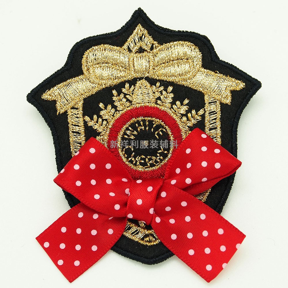 批發(fā)新款特種繡花標廠家直銷蝴蝶結(jié)三合一魔術貼 自粘繡花補丁貼